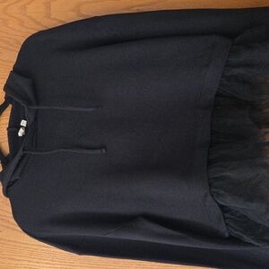 Pilcro By Anthropologie Black Hoodie with Tulle Hem